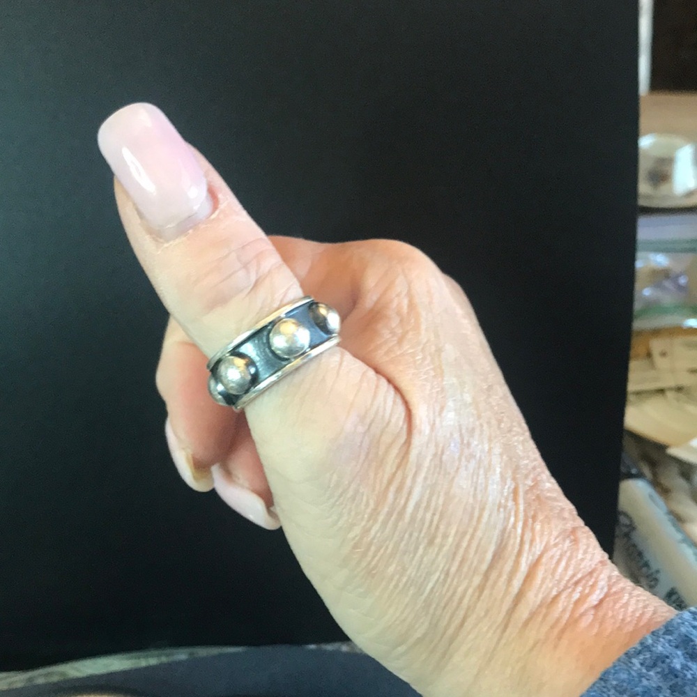 Sterling silver Ring Brutalist style stamped .925